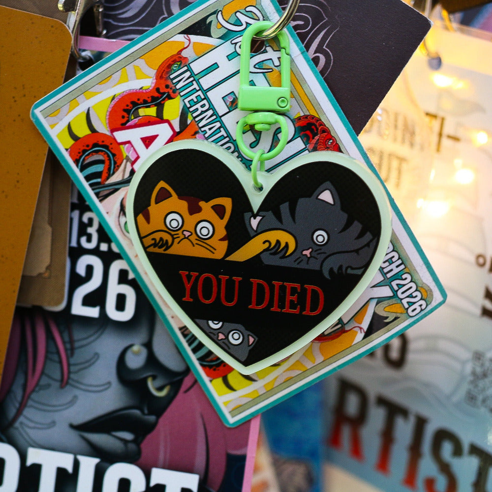 YOU DIED, avaimenperä, keychain, kissa, cute, söpö