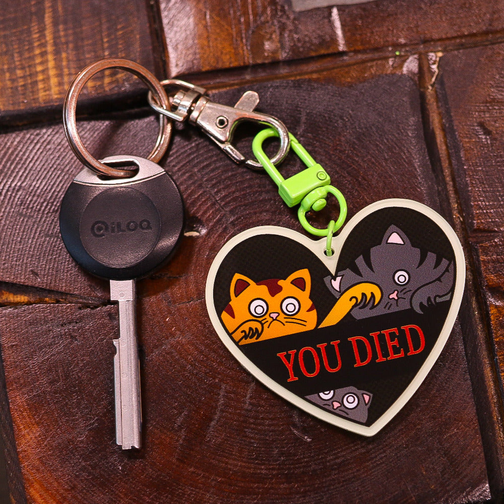 YOU DIED, avaimenperä, keychain, kissa, cute, söpö