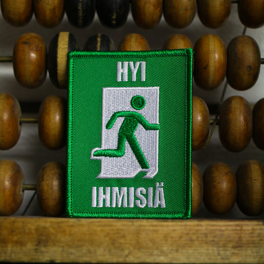 Hyi ihmisiä kangasmerkki, patch, haalarimerkki, hihamerkki