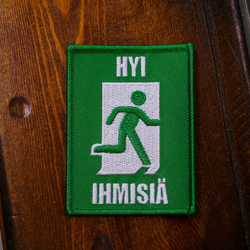 Hyi ihmisiä kangasmerkki, patch, hihamerkki, haalarimerkki