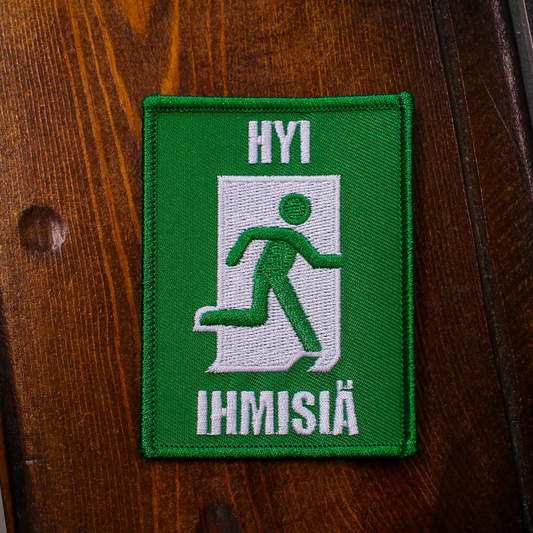 Hyi ihmisiä kangasmerkki, patch, hihamerkki, haalarimerkki